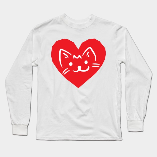 Cat Heart Gift Long Sleeve T-Shirt by DJOU